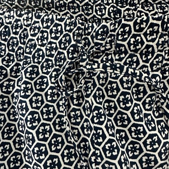 Talbots Drawstring Elastic Waist Pant size Large Navy White Geometric Print - Picture 5 of 7